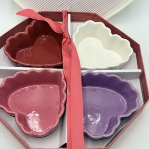 Williams‎ Sonoma Set of 4 Scalloped Heart Dessert Bowls Ramekins In Box